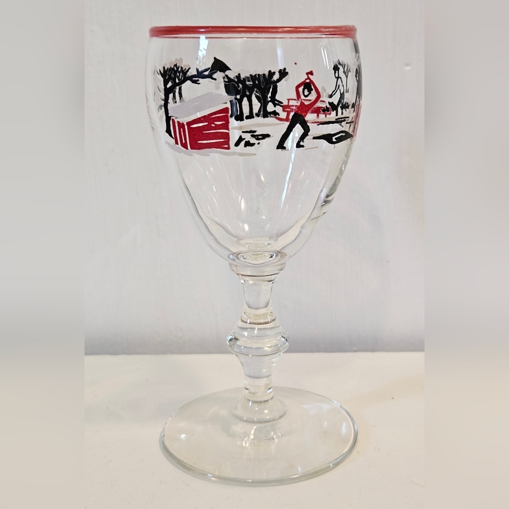 Vintage Libbey Currier & Ives 4oz winter scene stemware 4oz replacement